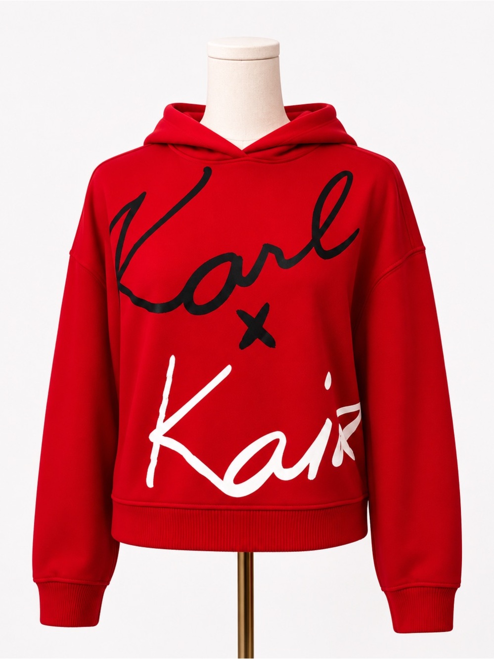 Karl Lagerfeld x Kaia Gerber Red Logo Graphic Hoodie Sweatshirt Size S